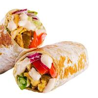 Shawarma sandwich isolated on white background photo