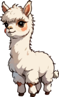 AI generated Cute Alpaca Cartoon PNG Illustration