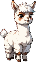 AI generated Cute Alpaca Cartoon PNG Image