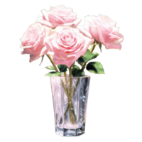 AI generated bouquet of artificial pink flowers in a bucket png