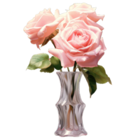 AI generated bouquet of artificial pink flowers in a bucket png