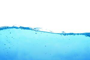 The surface of the water. White background. Movement. Close-up view. photo