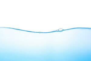 Water surface with air bubbles on white background. Waves and air bubbles water with line. close-up view. photo