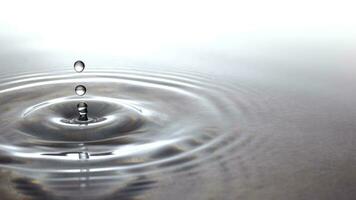 Waves of water are caused by falling droplets. 3d illustration. close-up view. photo