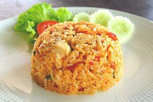 Tom Yum Fried Rice. Thai food with great taste. close-up view. photo