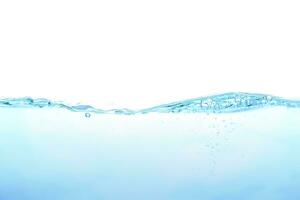 The surface of the water. White background. Close-up view. photo