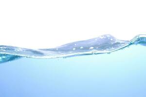 The surface of the water. White background. Movement. Close-up view. photo