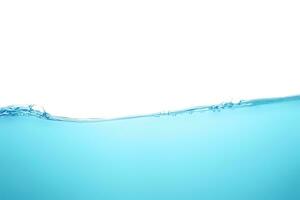 The surface of the water. White background. Movement. Close-up view. photo