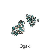 mapa ciudad de ogaki diseño, alto detallado vector mapa - Japón vector diseño plantilla, adecuado para tu empresa