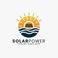 solar poder planta logo diseño modelo vector