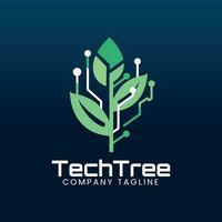 tecnología logo diseño con árbol ramas , circuito logo diseño con árbol vector