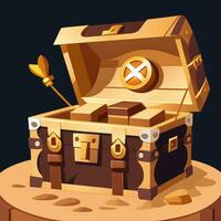 AI generated Treasure Box Game Icon Clip Art Sticker Decoration Simple Background photo