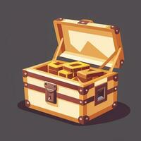 AI generated Treasure Box Game Icon Clip Art Sticker Decoration Simple Background photo