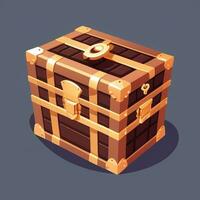 AI generated Treasure Box Game Icon Clip Art Sticker Decoration Simple Background photo