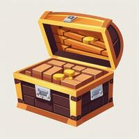 AI generated Treasure Box Game Icon Clip Art Sticker Decoration Simple Background photo