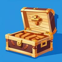 AI generated Treasure Box Game Icon Clip Art Sticker Decoration Simple Background photo