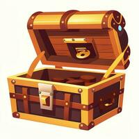 AI generated Treasure Box Game Icon Clip Art Sticker Decoration Simple Background photo