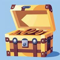 AI generated Treasure Box Game Icon Clip Art Sticker Decoration Simple Background photo