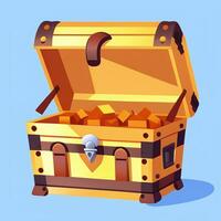 AI generated Treasure Box Game Icon Clip Art Sticker Decoration Simple Background photo