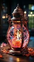 AI generated Luxury lantern light for night decoration photo