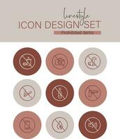 Linestyle Icon Design Set Prohibited Icon vector