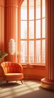 AI generated Peach window interior loby room photo