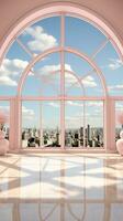 AI generated Mirror glass pink wall interior background photo