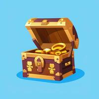 AI generated Treasure Box Game Icon Clip Art Sticker Decoration Simple Background photo