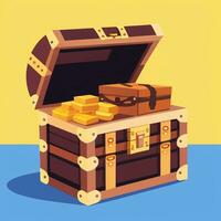 AI generated Treasure Box Game Icon Clip Art Sticker Decoration Simple Background photo