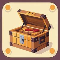 AI generated Treasure Box Game Icon Clip Art Sticker Decoration Simple Background photo