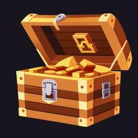 AI generated Treasure Box Game Icon Clip Art Sticker Decoration Simple Background photo