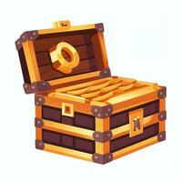 AI generated Treasure Box Game Icon Clip Art Sticker Decoration Simple Background photo