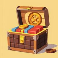 AI generated Treasure Box Game Icon Clip Art Sticker Decoration Simple Background photo