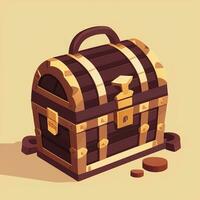 AI generated Treasure Box Game Icon Clip Art Sticker Decoration Simple Background photo