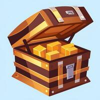 AI generated Treasure Box Game Icon Clip Art Sticker Decoration Simple Background photo