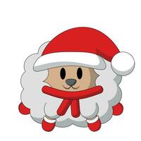 linda dibujos animados Navidad oveja en color vector