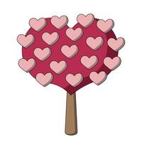 A tree with heart shaped leaves in color vector