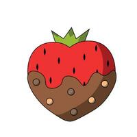 Strawberries in chocolate shaped Heart in color vector