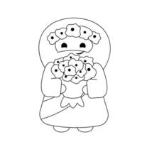 Cute God Jesus Christ with bouquet in black and white vector