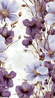 Seamless purple flower pattern earthy color AI generated photo