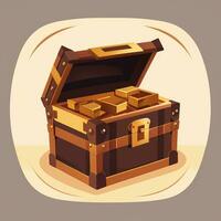 AI generated Treasure Box Game Icon Clip Art Sticker Decoration Simple Background photo