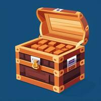 AI generated Treasure Box Game Icon Clip Art Sticker Decoration Simple Background photo