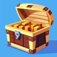 AI generated Treasure Box Game Icon Clip Art Sticker Decoration Simple Background photo