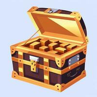 AI generated Treasure Box Game Icon Clip Art Sticker Decoration Simple Background photo