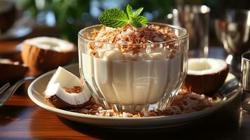 Coconut pudding dessert sweet food snack AI generated photo