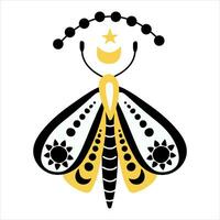 Mystical Butterfly. Boho crystal clipart vector