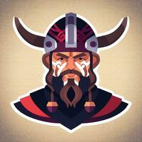 ai generado vikingo jugador logo avatar acortar Arte icono pegatina decoración sencillo antecedentes foto