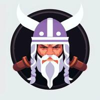 AI generated Viking Gamer Logo Avatar Clip Art Icon Sticker Decoration Simple Background photo