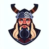 AI generated Viking Gamer Logo Avatar Clip Art Icon Sticker Decoration Simple Background photo