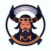 AI generated Viking Gamer Logo Avatar Clip Art Icon Sticker Decoration Simple Background photo